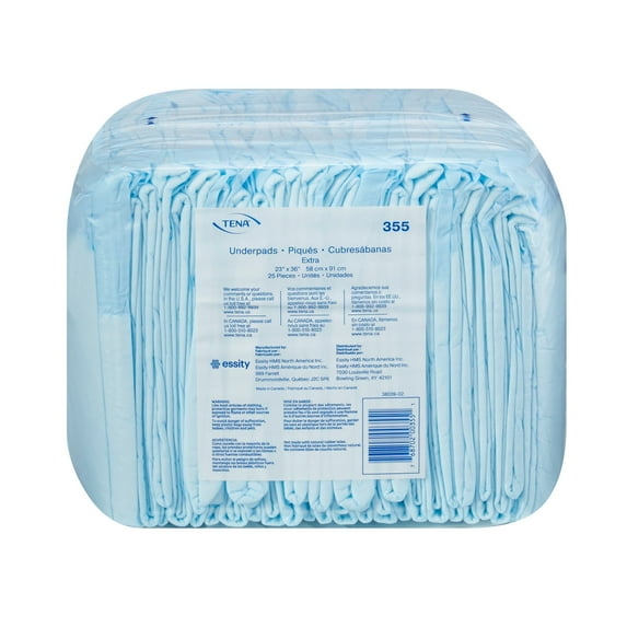 TENA Extra Underpad, Incontinence, Disposable, Light Absorbency, 23 in x 36 in, 25 Ct