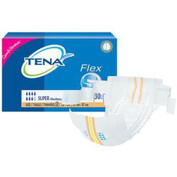 TENA Flex Super Brief, Size 8, 24" to 34" Waist Size-Pack of 30