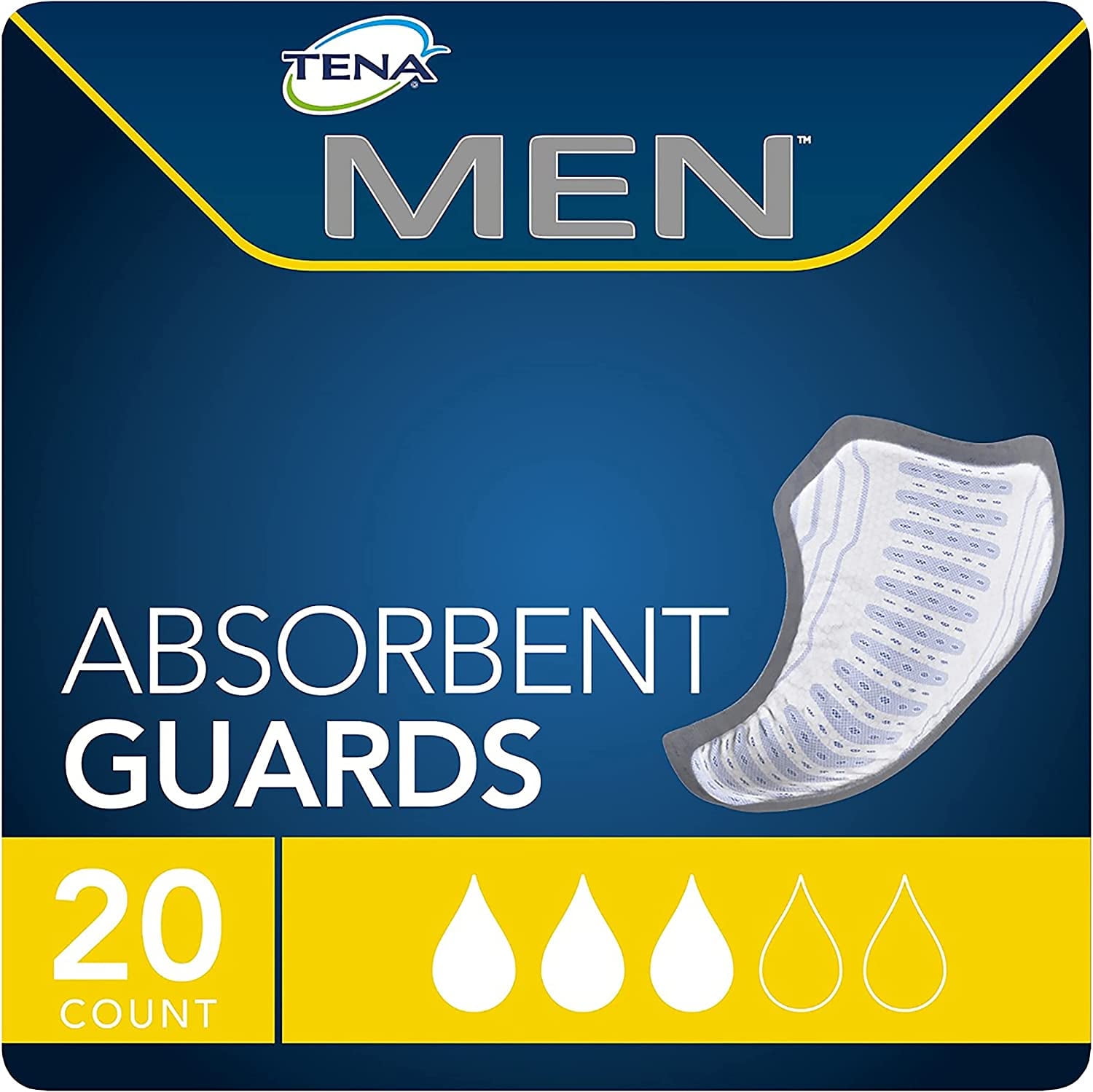 TENA Incontinence Guards for Men, Moderate Absorbency, 20 Count