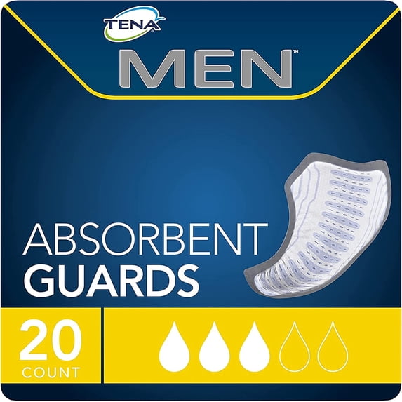 TENA Incontinence Guards for Men, Moderate Absorbency, 20 Count