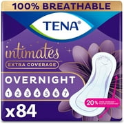 TENA Intimates Overnight Absorbency IncontinenceBladder Control Pad with Lie Down Protection Packaging May Vary, White, 84 Count