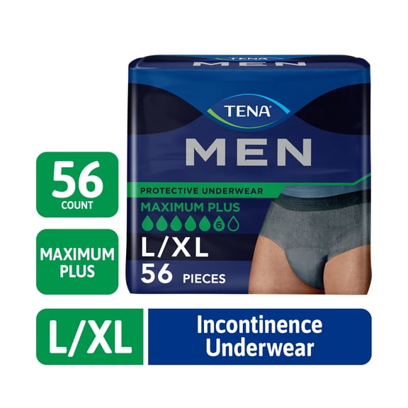 TENA Incontinence Underwear for Men, Protective, Super Plus, Extra Large, 56 Count