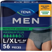 TENA Incontinence Underwear for Men, Protective, Super Plus, Extra Large, 56 Count