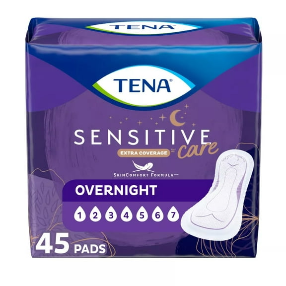TENA Intimates Bladder Control & Postpartum for Women Incontinence Pads - Overnight Absorbency - 45 Count