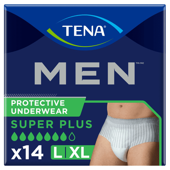TENA Intimates Incontinence Underwear for Men, Extra Large, Super Plus Absorbency, 14 Count (Pack of 3)  Total of 42 Disposable Protective Underwear