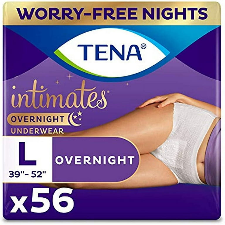 TENA Intimates Incontinence Underwear for Women, Overnight, Size Large, 56  Count (4 Packs of 14) 
