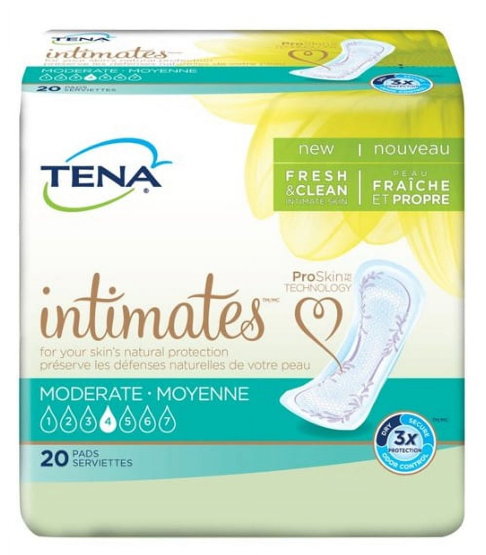 TENA Intimates Moderate Bladder Control Pad 11 Inch Length Moderate Absorbency Dry-Fast Core One Size Fits Most Female Disposable, 54284 - Case of 120