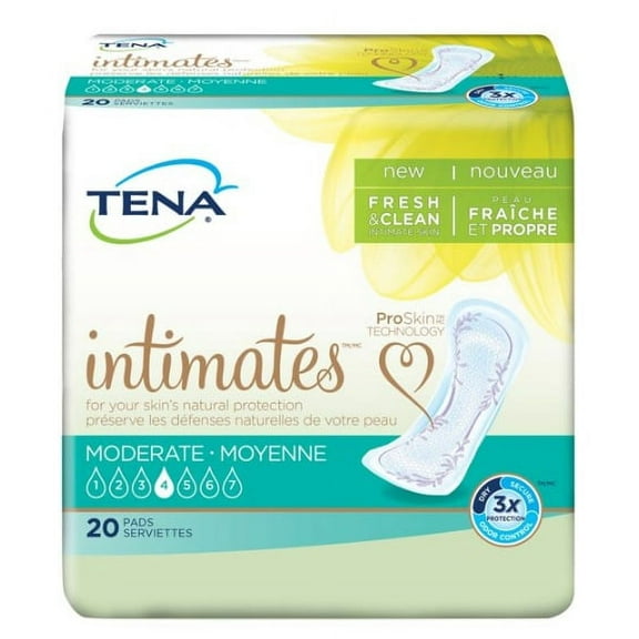 TENA Intimates Moderate Bladder Control Pad 11 Inch Length Moderate Absorbency Dry-Fast Core One Size Fits Most Female Disposable, 54284 - Case of 120