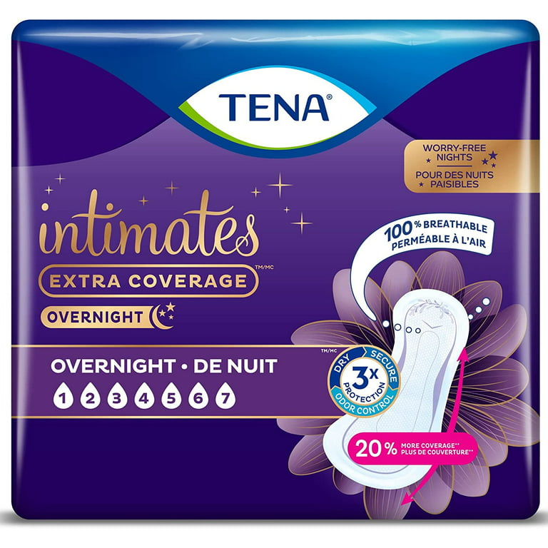 TENA Intimates Overnight Dry-Fast Core Adult Female Bladder Control Pads,  16 Inch, 28 Count, 3 Packs, 84 Total