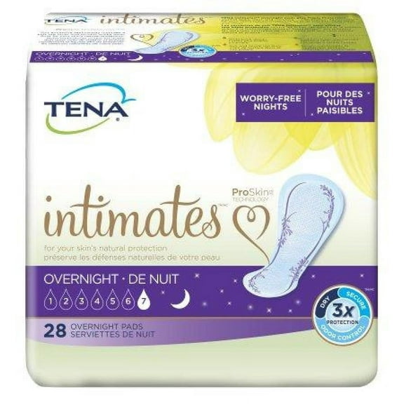 TENA Intimates Overnight Pads, 16 Inch Length, Heavy Absorbency, 84 Count