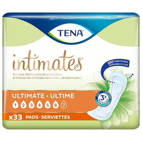 TENA Intimates Ultimate Absorbency Incontinence/Bladder Control Pad, Regular Length, 33 Count (Packaging May Vary)