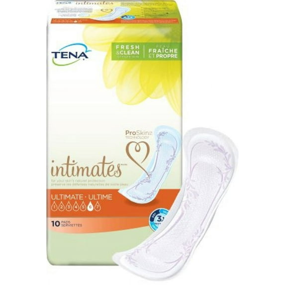 TENA Intimates Ultimate Pads, Heavy Absorbency, One Size Fits Most (16 Inch Length), 10 Count