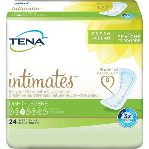 TENA Intimates Ultra Thin Light Pads Long, (1 Case, 96 Each)
