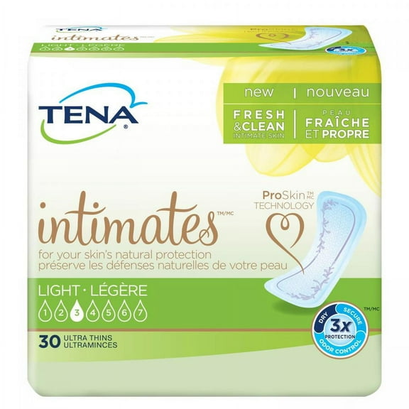 TENA Intimates Ultra Thin Pads, Light Absorbency, One Size Fits Most (9 Inch Length), 180 Count