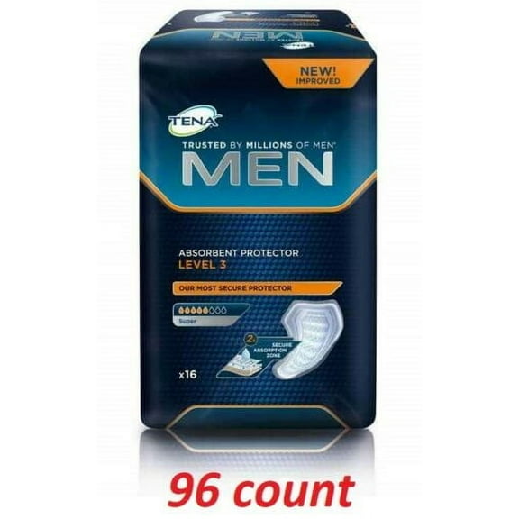 TENA MEN Level 3 - Super Guard - Absorbent Protector - 1 box - 96 Count (6x16)