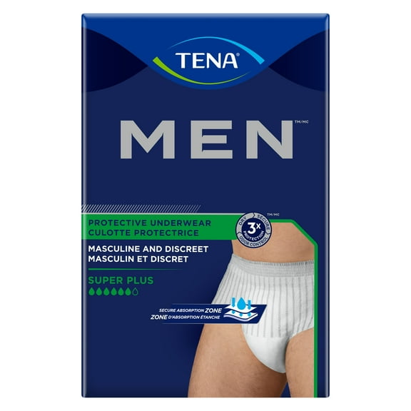 TENA MEN Super Plus Disposable Underwear Male Pull On with Tear Away Seams X-Large, 81920, 56 Ct