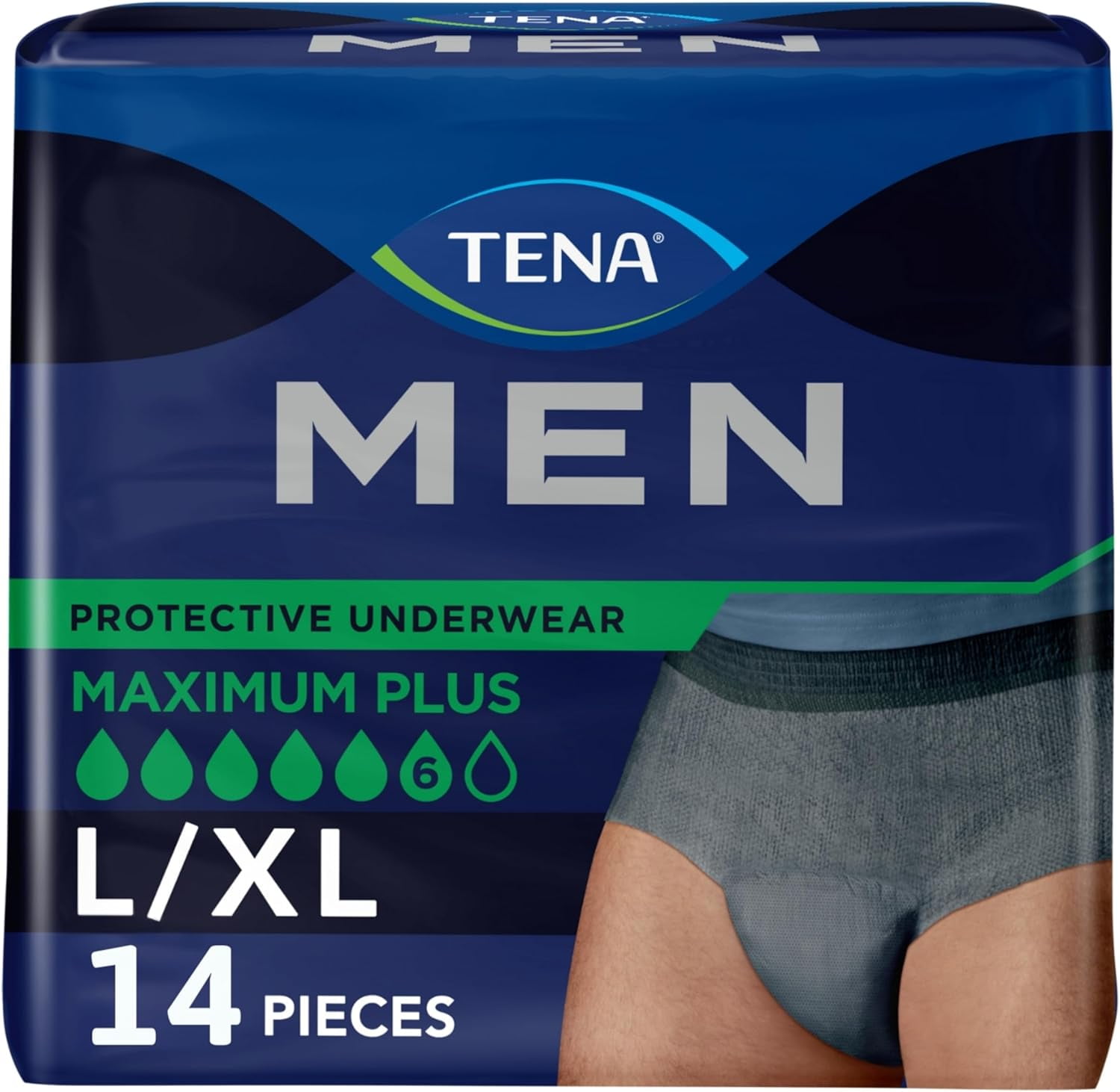 TENA Incontinence Underwear for Men, Protective Super Plus Absorbency, Extra Large, 14 Count