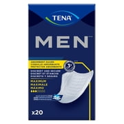 TENA Men Maximum Disposable -Absorbent Bladder Control Pad for Adults, 8 in., 20 Count, 1 Pack
