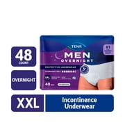 TENA Men Overnight Max Underwear, XXL, 48 Count (Waist size 55in-66in)