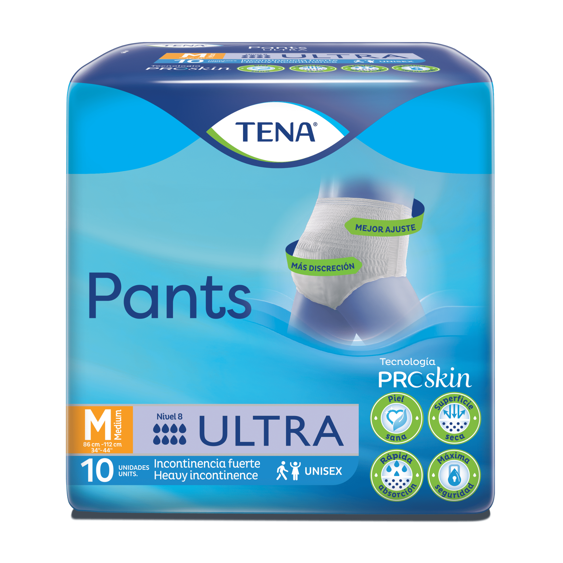TENA Pants Ultra Medium, Unisex Incontinence Underwear, 10 Count