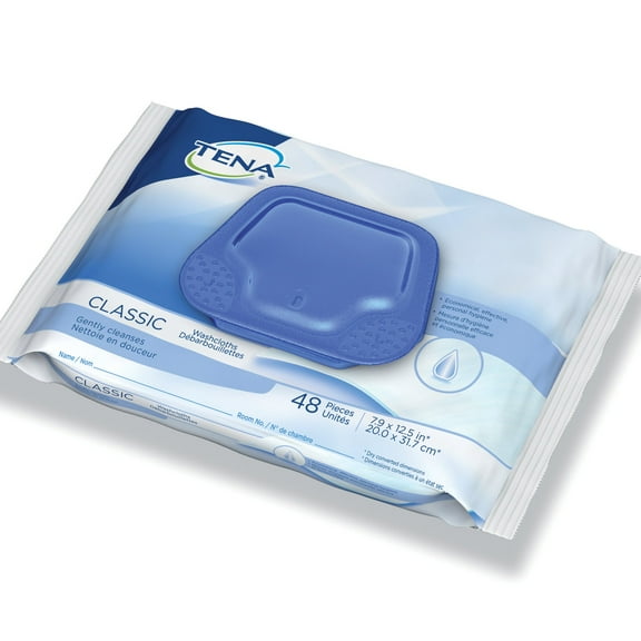 TENA ProSkin Classic Personal Cleansing Wipe 7-9/10 x 12.5" 65724, 1 Pack 48 Wipes