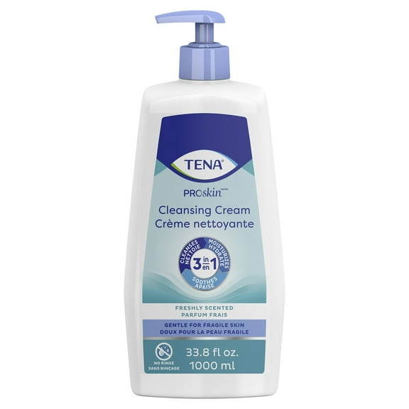 TENA ProSkin Cleansing Cream Cream Rinse-Free Body Wash Pump Bottle Mild Scent 33.8 oz. 64435 1 Ct