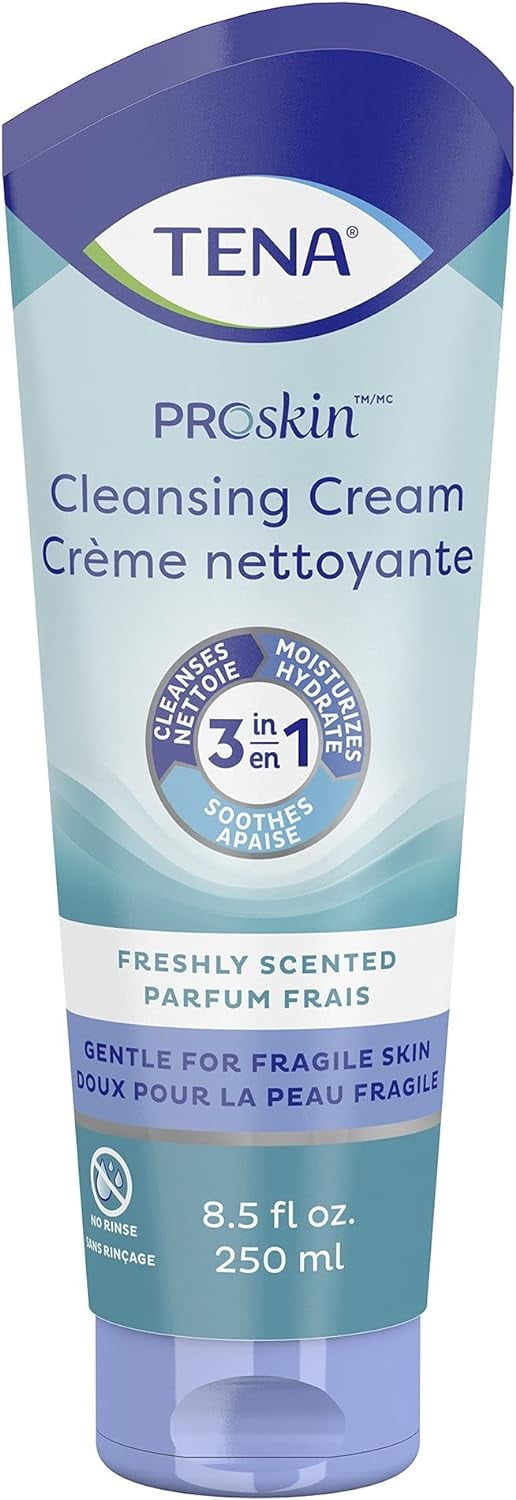 TENA ProSkin Cleansing Cream Rinse-Free Body Wash, Mild Scent, 10 Ct