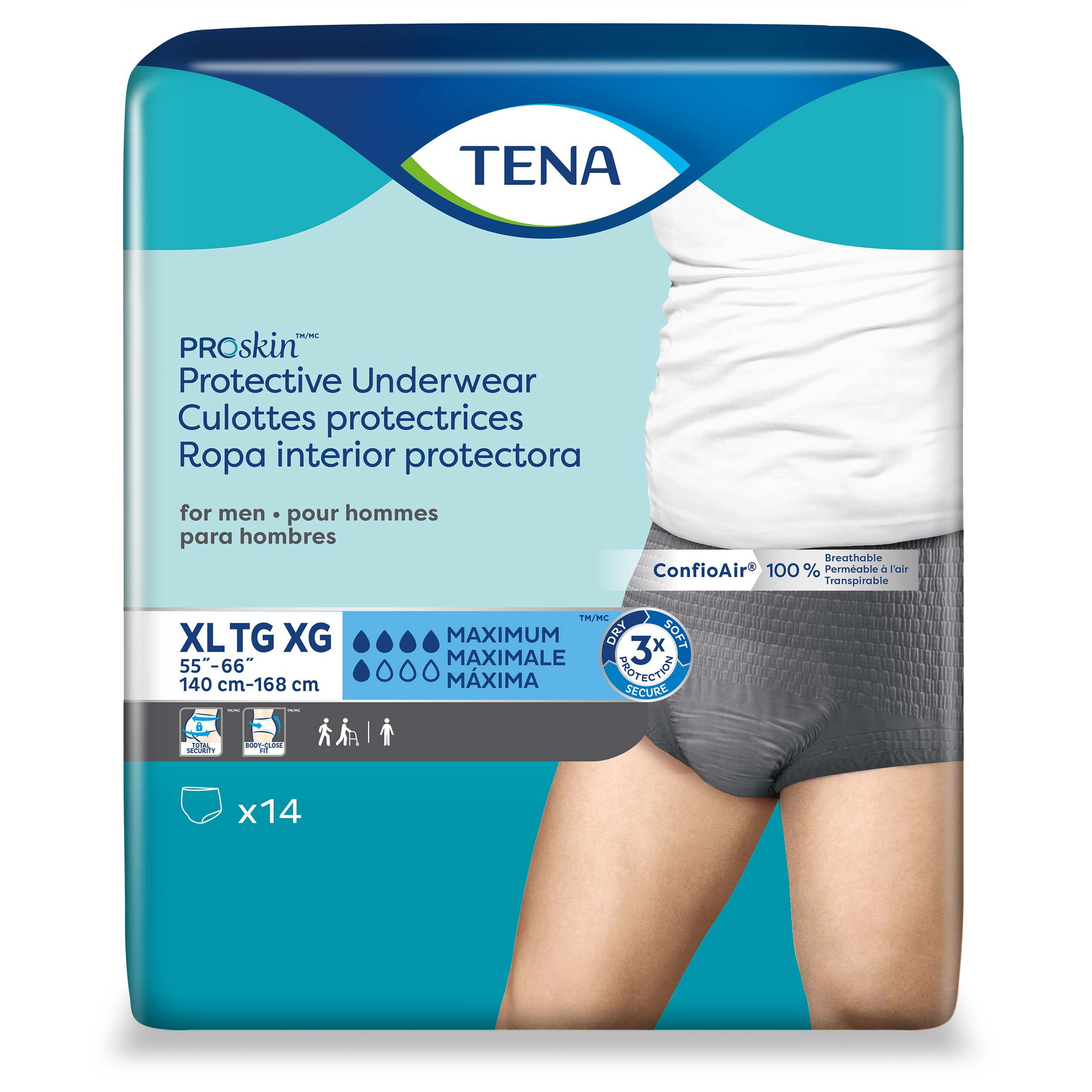 TENA ProSkin Male Underwear Pull On with Tear Away Seams X-Large Moderate Absorbency, Essity HMS North America Inc, 73540 - Pack of 14