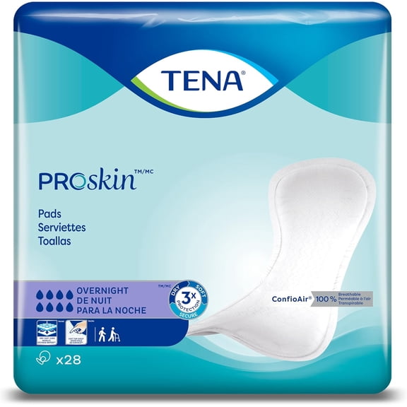TENA ProSkin Overnight Bladder Leakage Pad for Women, Heavy Absorbency, 84 count