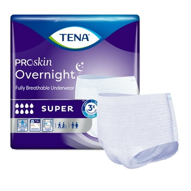 TENA ProSkin Overnight Breathable Underwear, Incontinence, Disposable, XL, 12 Ct