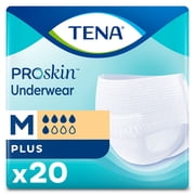 TENA ProSkin Plus Disposable Underwear Pull On with Tear Away Seams Medium, 72632, 80 Ct