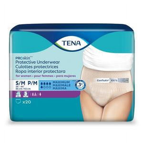 Tena Stylish Incontinence Protective Underwear for Women, Black, S/M, 36  Count 