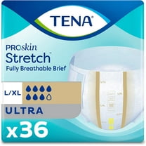 TENA ProSkin Stretch Breathable Briefs, Ultra Absorbency, Unisex, Large/X-Large, 72 Count