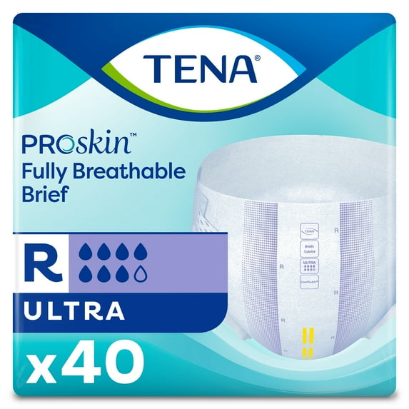 TENA ProSkin Ultra Adult Incontinence Brief Regular Heavy Absorbency Breathable, 67201, 40 Ct