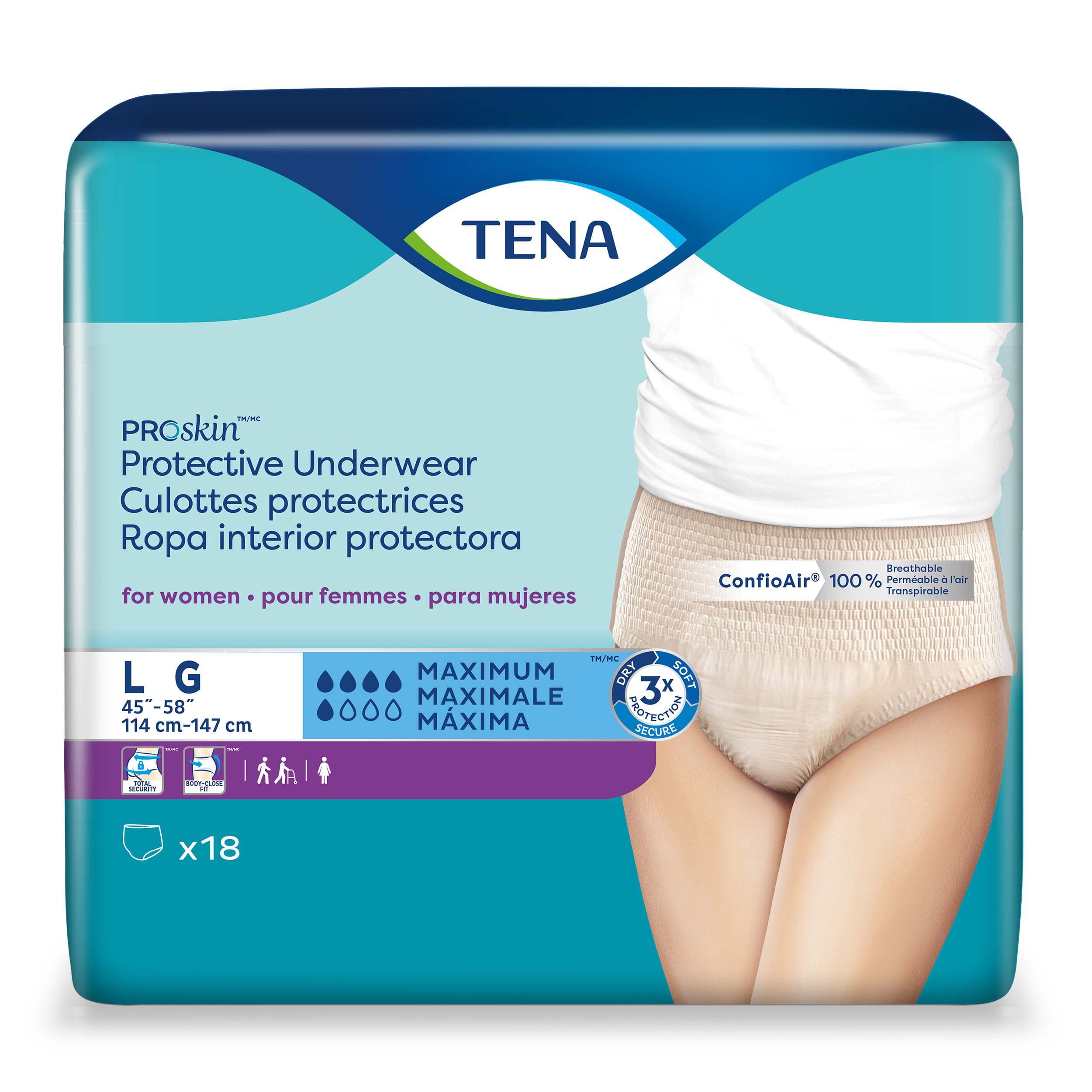TENA ProSkin Underwear Pull On with Tear Away Seams Large Moderate Absorbency, Essity HMS North America Inc, 73030 - Case of 72