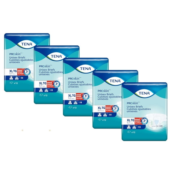 TENA Proskin Adult Diapers, Unisex Briefs XL 12 Count
