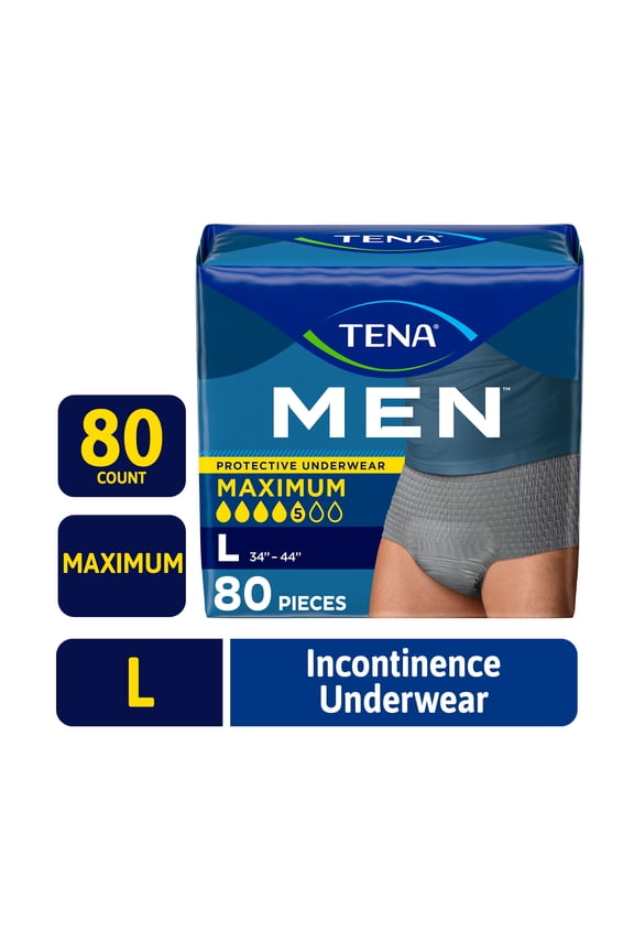 Men Underwear Maximum, L, 80 count (Waist size 34in-44in)