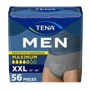TENA Protective Adult Incontinence Underwear for Men, Maximum, XXLarge, Gray, 56 count (New Size Update)