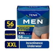 TENA Men Adult Incontinence Underwear Maximum, XXLarge, 56 count (Waist size 55in-66in)