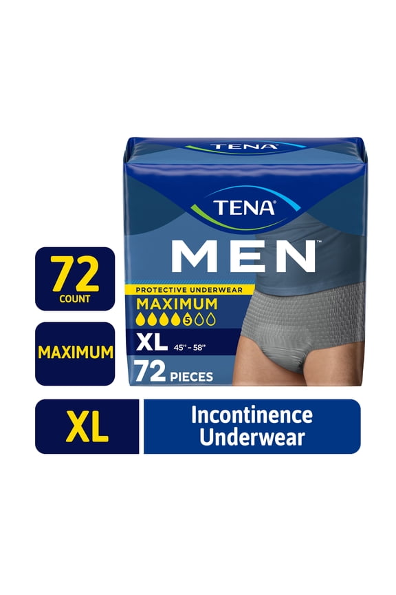 Protective Underwear for Men, Maximum, XL, 72 count (Waist size 45in-58in)