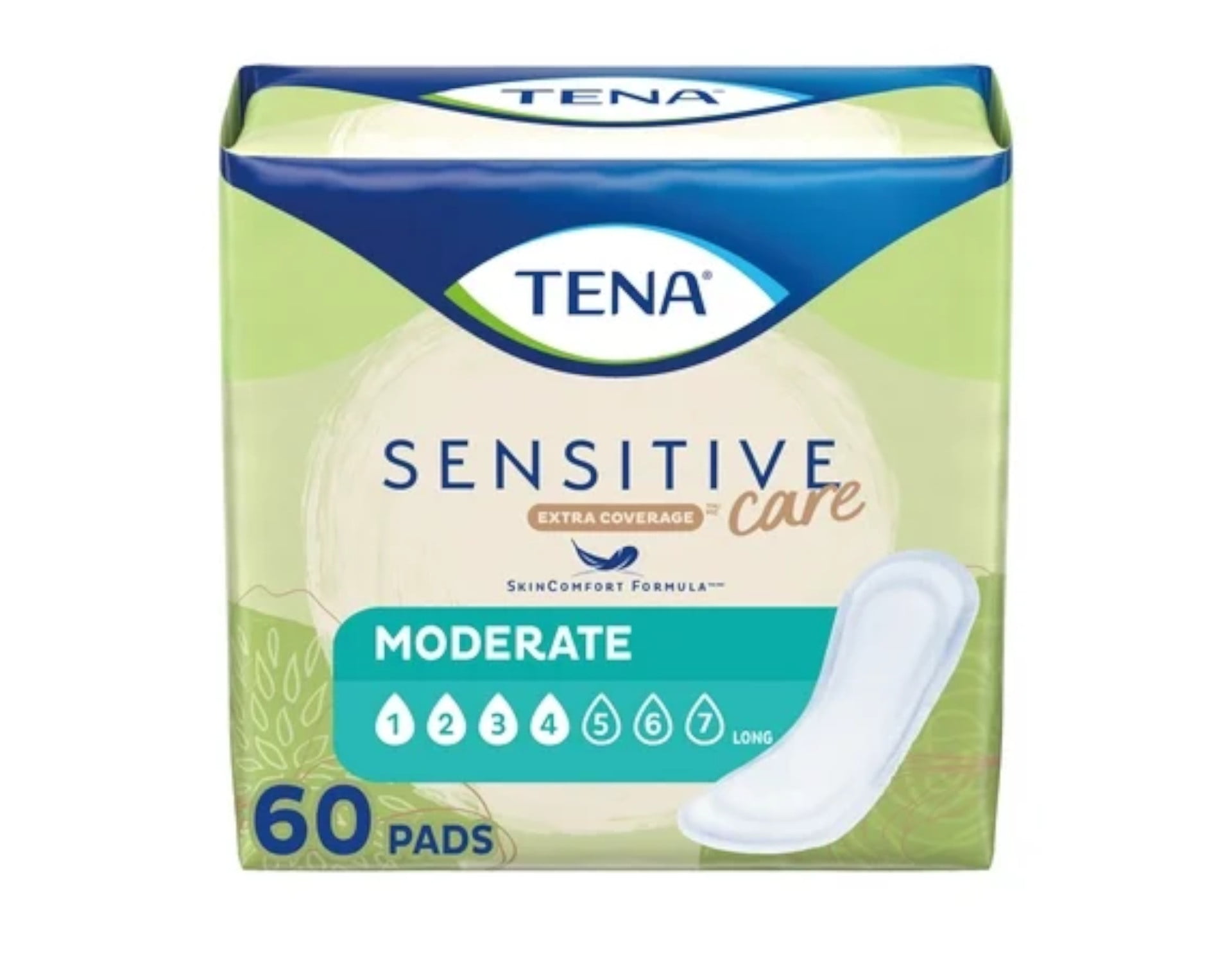 TENA Sensitive Care Extra Coverage Moderate Long Incontinence Pad, 60ct ...