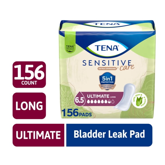 TENA Sensitive Care Extra Coverage Ultimate Incontinence Long Pads, 156ct