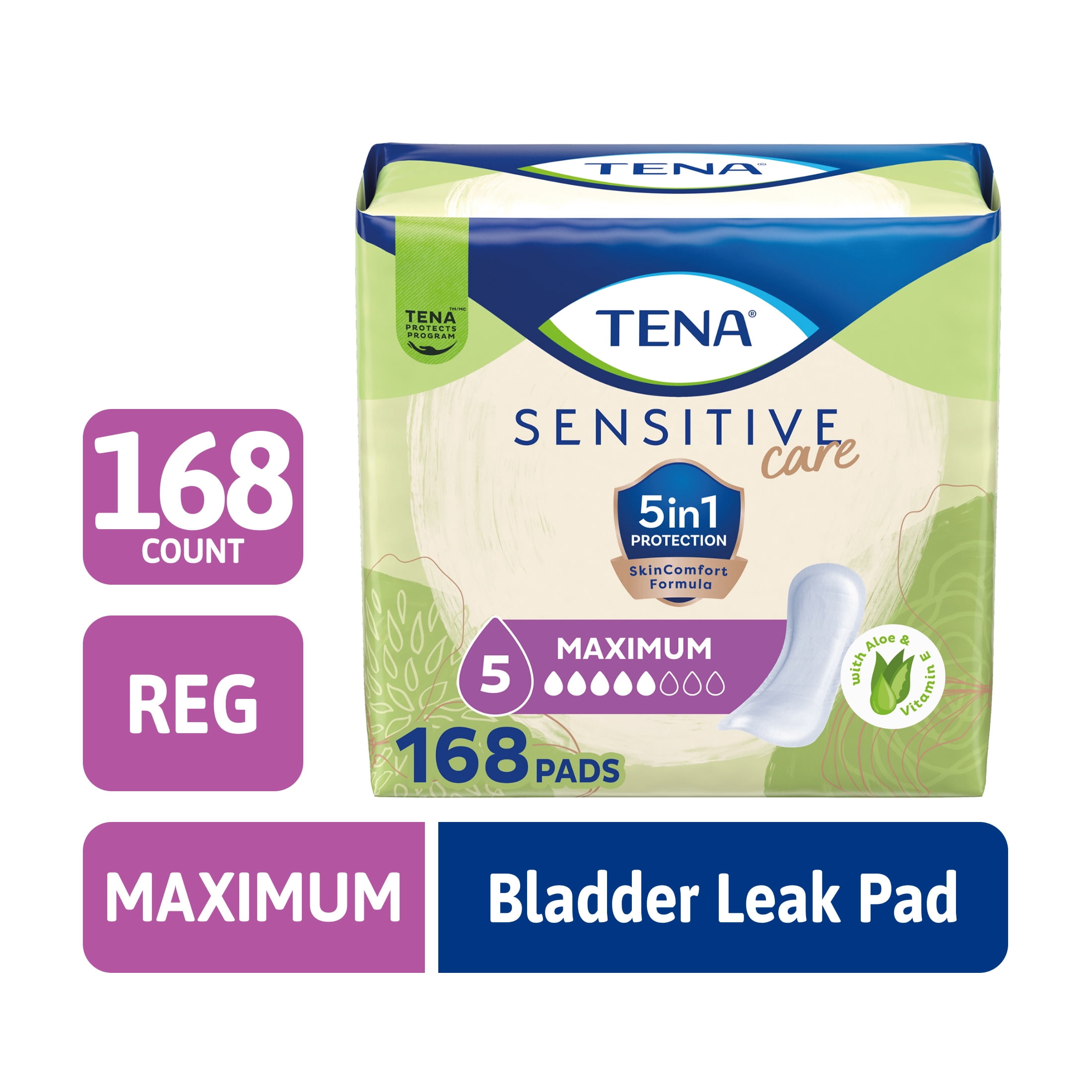 TENA Sensitive Care Maximum Absorbency Incontinence Pad for Women, 168 Ct