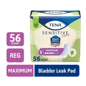 TENA Sensitive Care Maximum Absorbency Incontinence, Postpartum and Bladder Control Pad for Women, Regular Length, 56 Count