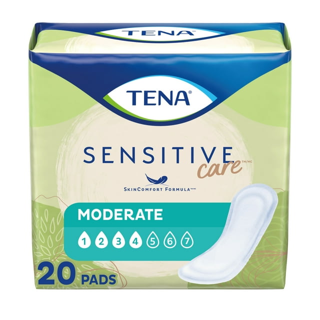 TENA Sensitive Care Moderate Regular Length Incontinence Pad, 20 Ct