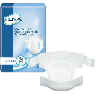 TENA Stretch Plus Briefs, Incontinence, Disposable, Moderate Absorbency, 2XL, 32 Count, 1 Pack