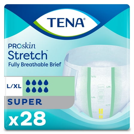 TENA Stretch Super Heavy Absorbency Night Brief, Large/Extra Large, 56 Ct