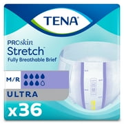 TENA Stretch Ultra Disposable Unisex Adult Incontinence Briefs, Medium, 36 Count, 1 Pack