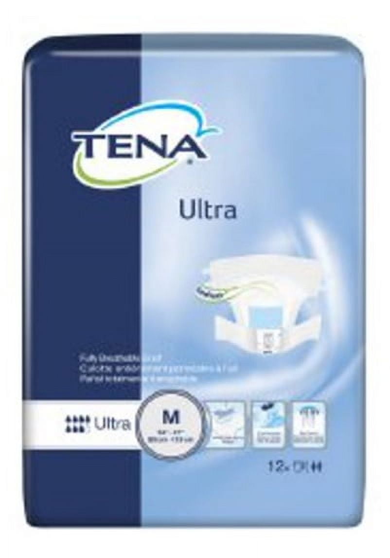 TENA Ultra Adult Brief Tab Closure Medium Disposable Heavy Absorbency, 67252 - Pack of 12