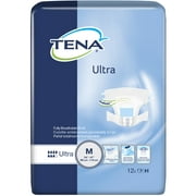 TENA Ultra Breathable Briefs, Incontinence, Disposable, Absorbent, Medium, 12 Count, 12 Packs, 12 Total